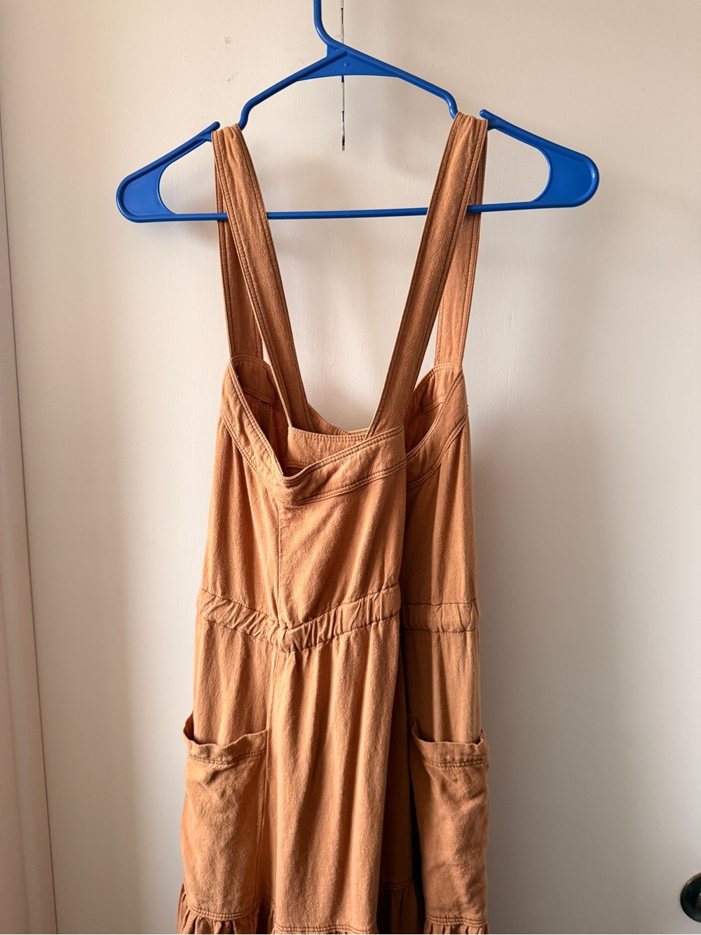 Free People Catch The Breeze Woven Linen-Blend Button-Down Tan Maxi Dress S - Picture 10 of 13